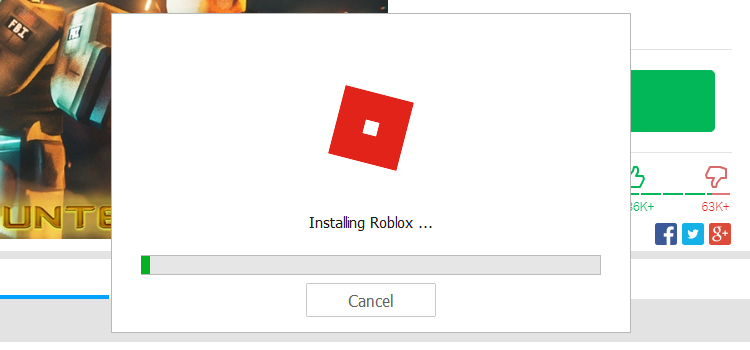 Начинается установка игры Roblox