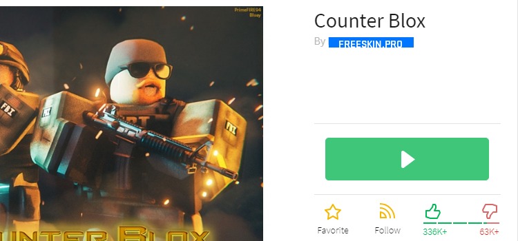 Нажать на кнопку Play под игрой Counter Blox