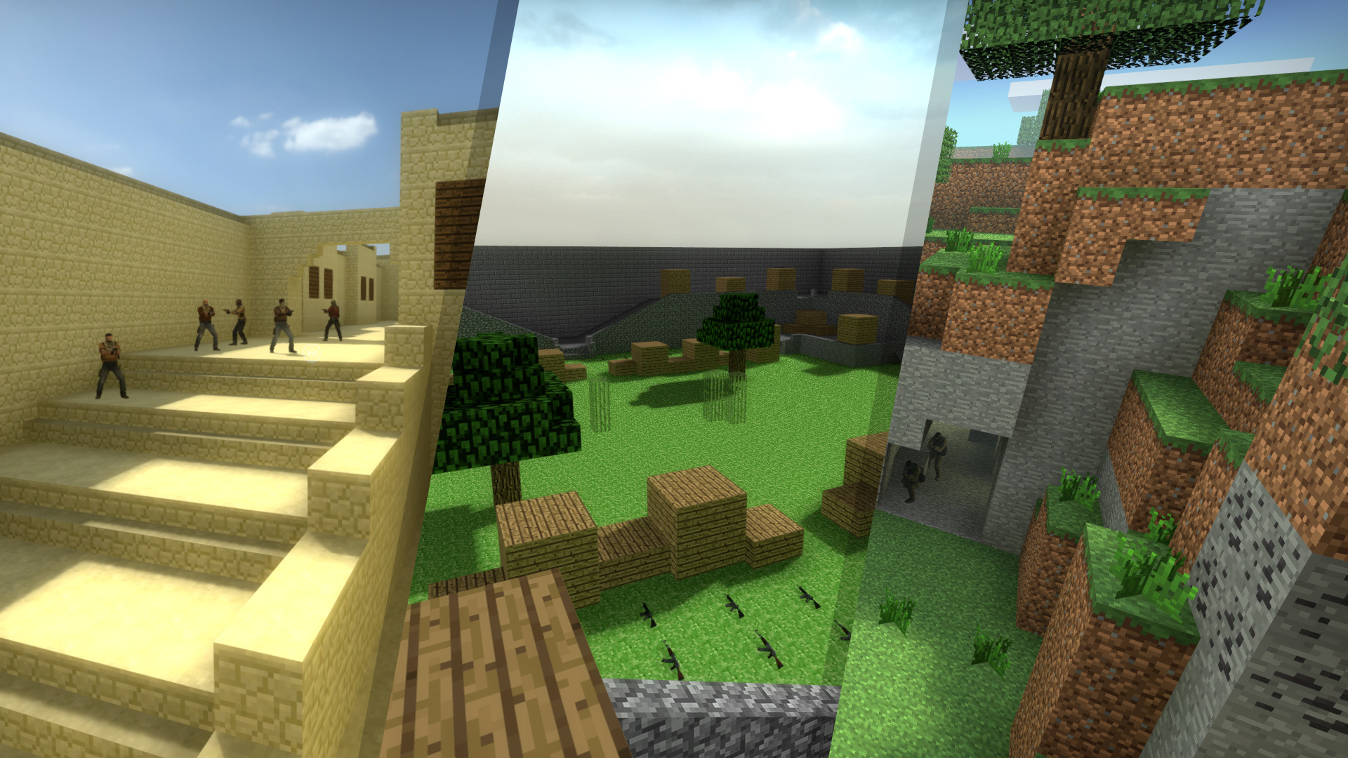 Карты CS2 в стиле Minecraft — подборка Workshop